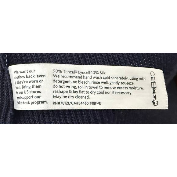 Eileen Fisher Womens Open Front Duster Cardigan Sweater Navy Brown Side Slits LP - Picture 9 of 9